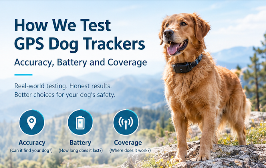 GPS dog tracker real-world testing with a dog and owner outdoors