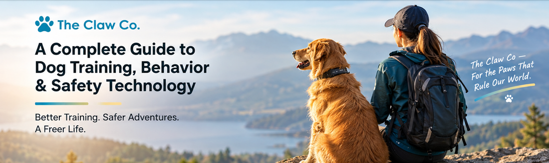 Dog and owner training outdoors in a natural setting