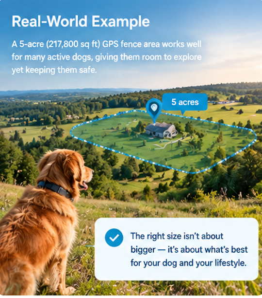 Owner using positive reinforcement and rewards to train a dog near outdoor GPS boundary markers